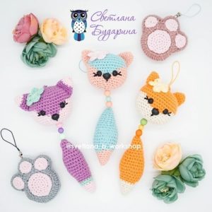 Crochet bag charm fox amigurumi