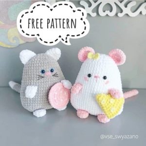 Crochet cat and mouse amigurumi