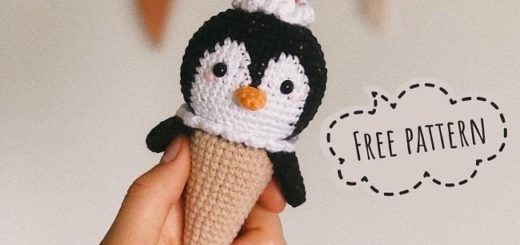 Crochet ice cream penguin