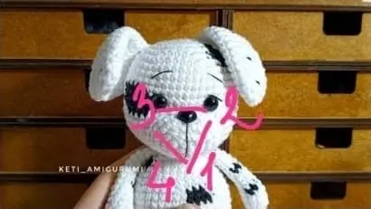 Crochet dog: eye tightening Crochet dog eye tightening
