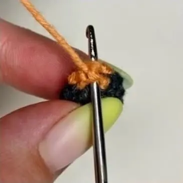 Crochet pumpkin witch leg