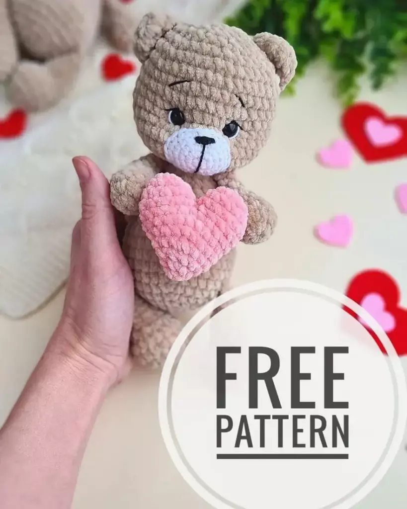 Crochet Valentine teddy bear pattern