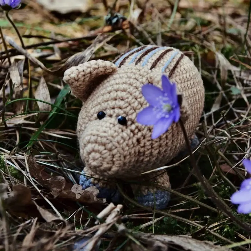 Crochet wild boar piglet