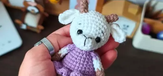 Crochet mini goat in a dress